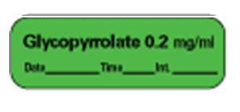 Precision Dynamics Drug Label PDC® Anesthesia Label Glycopyrrolate 0.2 mg/mL Date_Time_Int_ Green 1/2 X 1-1/2 Inch - M-712654-2424 - Roll of 1