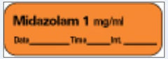 Precision Dynamics Drug Label PDC® Anesthesia Label Midazolam 1mg/mL Date_Time_Int Orange 1/2 X 1-1/2 Inch - M-712659-2849 - Roll of 1