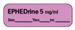 Precision Dynamics Drug Label PDC® Anesthesia Label EPHEDrine 5 mg/mL Date_Time_In_ Violet 1/2 X 1-1/2 Inch - M-712663-3596 - Roll of 1