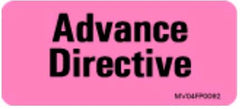 Precision Dynamics Pre-Printed Label Instructional Label Fluorescent Pink Advance Directive Black Safety and Instructional 1 X 2-1/4 Inch - M-727746-4070 - Roll of 1