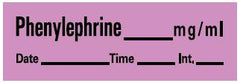 Precision Dynamics Drug Label PDC® Anesthesia Label Phenylephrine_mg/mL Date_Time_Int._ Violet 1/2 x 1-1/2 Inch - M-738841-1815 - Roll of 1