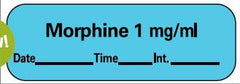 Precision Dynamics Drug Label PDC® Anesthesia Label Morphine 1mg/mL Date_Time_Int Blue 1/2 X 1-1/2 Inch - M-740713-3342 - Roll of 1