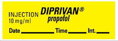 Precision Dynamics Drug Label PDC® Anesthesia Label Injection 10 mg/mL Diprivan Propofol Yellow 1/2 X 1-1/2 Inch - M-741890-2768 - Roll of 1