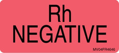 Pre-Printed Label MedVision® Laboratory Use Red R.H. Negative Lab / Specimen 1 X 2-1/4 Inch