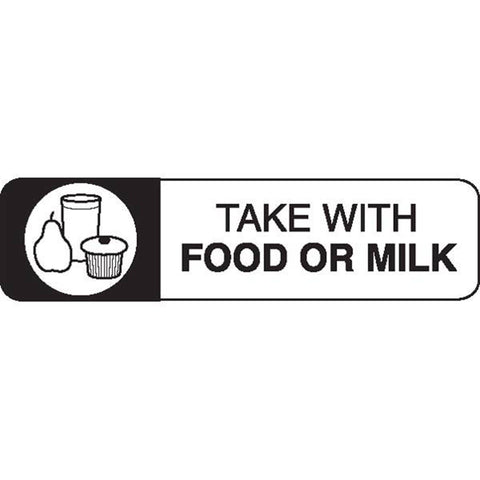 Pharmacy Medication Labels - Special Instructions TAKE WITH FOOD OR MILK ,1000 / roll - Axiom Medical Supplies