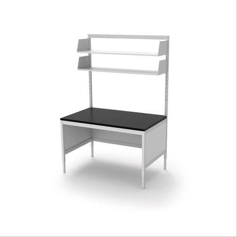 Phenolic Lab Workstations with Shelves &amp; Open Base &amp; Rear Panels 48"W x 24"D x 26"-36"H ,1 Each - Axiom Medical Supplies