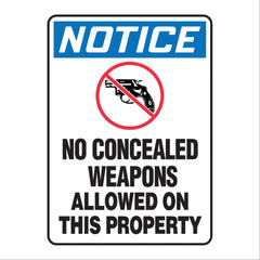 Plastic Concealed Weapons Signs 14"W x 10"H • Plastic ,1 Each - Axiom Medical Supplies