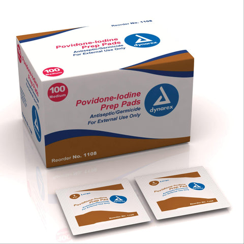 Povidone-Iodine U.S.P. Prep Pads PVP-Iodine Prep Pads 100/PK ,1 Each - Axiom Medical Supplies