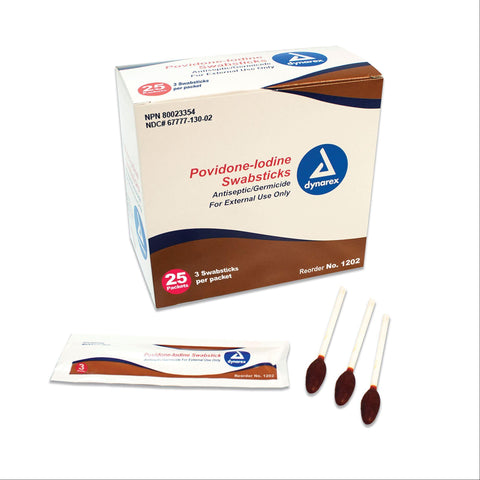 Povidone-Iodine Swabsticks Povidone-Iodine Swabsticks 25/PK ,1 Each - Axiom Medical Supplies