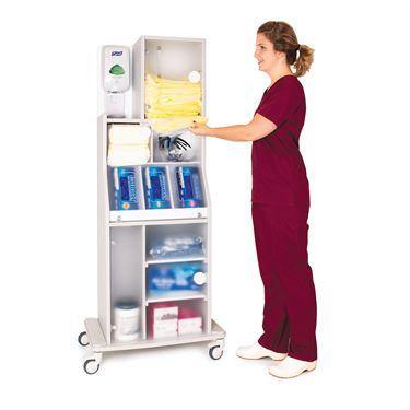 Insight Ergo Mobile Isolation Station Insight Premium Ergo Mobile PPE Station • 27"W x 18.5"D x 64.25"H ,1 Each - Axiom Medical Supplies