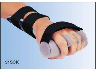 Restorative Care of America Hand Orthosis with Finger Separators Contoured Kydex® Thermoplastic Left Hand Black / Gray Medium