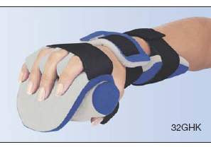 Restorative Care of America Geriatric Hand Orthosis with Finger Separators Contoured Thermoplastic Right Hand Black / Blue / Gray Medium