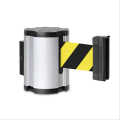 Wall-Mount Safety Barriers 7' Black Finish w/Black Belt ,1 Each - Axiom Medical Supplies