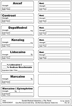 Sandel Medical Industries Label Kit Correct Medication Labeling System™ - M-663781-1848 - Case of 50