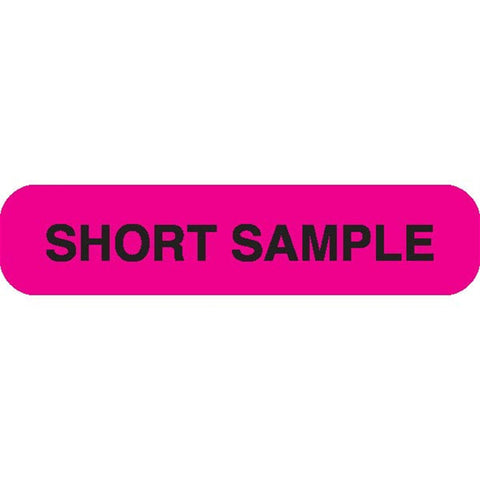 SHORT SAMPLE Phlebotomy/Specimen Receiving Labels MarketLab Short Sample Label, Pink PK1000 ,1000 / pk - Axiom Medical Supplies