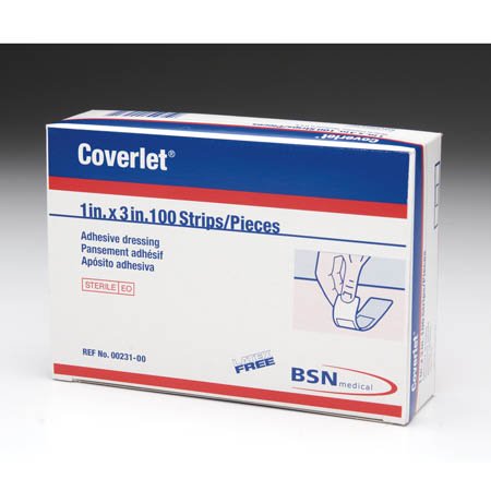 BSN Medical Adhesive Strip Coverlet® 1 X 3 Inch Fabric Rectangle Tan Sterile