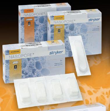 Stryker Nasal Packing Nasopore® Standard Non-impregnated 4 cm 8 Count Sterile