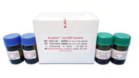 Fisher Scientific Immunochemistry / Specific Protein Test Control Set K-ASSAY® High-sensitivity C-Reactive Protein (hsCRP) Level 1, 2 2 X 1 mL - M-847645-2022 - Pack of 4