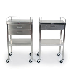 Stainless Steel Utility Table w/Drawer and Guardrail 2 Drawers and Guardrail • 20"W x 16"D x 34"H ,1 Each - Axiom Medical Supplies