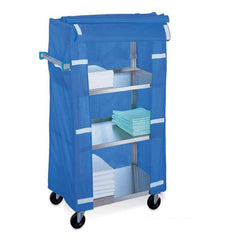 Stainless Steel Linen Carts 22.25"W x 51.375"L x 45.5"H • 5" casters (2 fixed, 2 swivel) ,1 Each - Axiom Medical Supplies