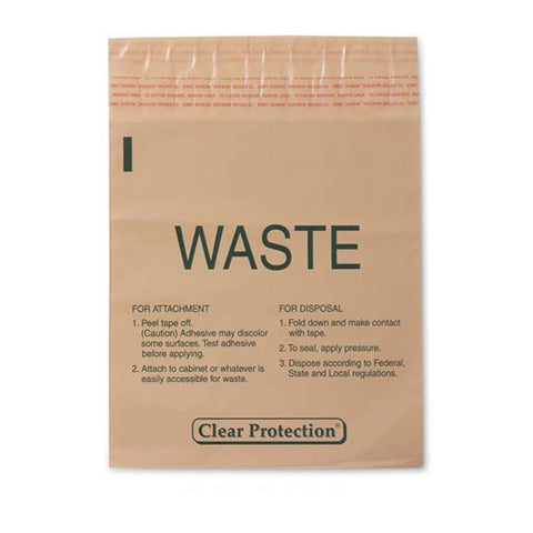 Stick On Waste Bag Waste • 9"W x 10"H • 1.4qt ,100 per Paxk - Axiom Medical Supplies