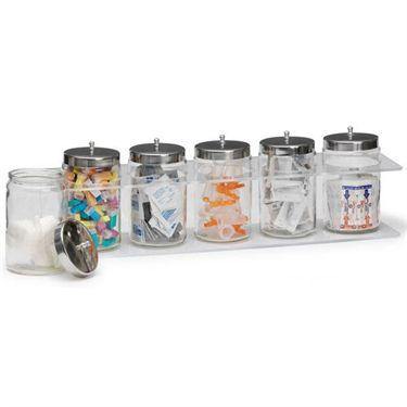 Sundry Jars and Racks Glass Jars with Stainless Steel Lids ,6 / pk - Axiom Medical Supplies