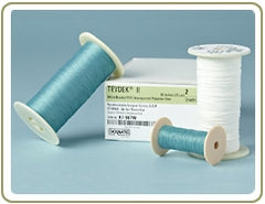 Suture with Needle Deknatel Tevdek® Nonabsorbable Coated Green Suture Braided Polyester Size 2 - 0 30 Inch Suture Double-Armed 13 mm Length 3/8 Circle Reverse Cutting Needle