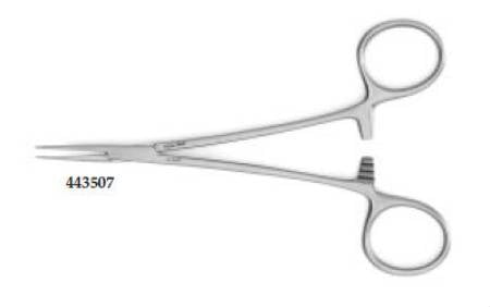 Teleflex Medical Hemostatic Forceps Jacobson 5 Inch Length Surgical Grade Finger Ring Handle Curved 0.4 mm Tip - M-702765-4008 - Each