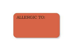 United Ad Label Pre-Printed Label UAL™ Allergy Alert Red Paper Allergic To Black Alert Label 7/8 X 1-5/8 Inch - M-527335-3504 - Roll of 1