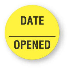 United Ad Label Pre-Printed / Write On Label Communication Fill In Yellow Fluorescent Paper Date Opened Black Quality Control Label 3/4 X 3/4 Inch - M-552205-2338 - Roll of 1
