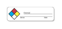 United Ad Label Pre-Printed Label UAL™ Warning Label White Paper Chemical Name Color Block Caution 7/8 X 3 Inch - M-553379-3818 - Roll of 1