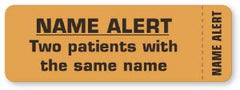United Ad Label Pre-Printed Label Advisory Label Orange Fluorescent Paper Name Alert Two Patients With The Same Name Name Alert Black Alert Label 1 X 3 Inch - M-555907-2893 - Roll of 1