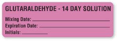 United Ad Label Drug Label UAL™ Anesthesia Label Glutaraldehyde Mixing Date_Exp Date_Int_ Fluorescent Pink 1-1/4 X 4 Inch - M-571405-2125 - Roll of 1