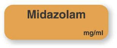 United Ad Label Drug Label UAL™ Anesthesia Label Midazolam mg/mL Orange 1/2 X 1/1/2 Inch - M-576233-3424 - Roll of 1