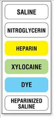 United Ad Label Drug Label UAL™ Anesthesia Label Saline Nitroglycerin Heparin Xylocaine Dye Heparinazied Saline Muilt Color 1/2 X 1-1/2 Inch - M-624302-4535 - Pack of 1