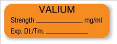 United Ad Label Drug Label UAL™ Anesthesia Label Valium Strength_mg/mL Exp Dt Tm Orange 1/2 X 1-1/2 Inch - M-639170-1427 - Roll of 1