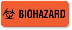 United Ad Label Pre-Printed Label UAL™ Warning Label Orange Paper Biohazard Black Biohazard 5/16 X 1-1/4 Inch - M-653278-1959 - Roll of 1