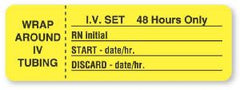 United Ad Label Pre-Printed Label Anesthesia Label Yellow Paper IV Set - 48 Hours Only Black Syringe Label 1 X 3 Inch - M-669020-4302 - Roll of 1