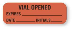 United Ad Label Pre-Printed Label Communication Fill In Red Fluorescent Paper Vial Opened Expires Date Initials Black Quality Control Label 1/2 X 1-1/2 Inch - M-677009-1624 - Roll of 1