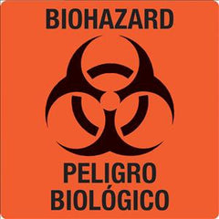 United Ad Label Pre-Printed Label UAL™ Warning Label Fluorescent Red Paper Biohazard / Symbol Black Enligsh / Spanish 3 X 3 Inch - M-677311-1749 - Pack of 1