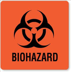 United Ad Label Pre-Printed Label UAL™ Warning Label Red Synthetic Paper Biohazard / Symbol Black Biohazard 3 X 3 Inch - M-683044-4298 - Pack of 20