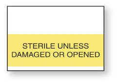 United Ad Label Pre-Printed Label Instructional Label Yellow Paper Sterile Unless Damaged Or Opened Black Safety and Instructional 15-16 X 5/8 Inch - M-689425-4164 - Box of 1