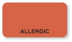 United Ad Label Pre-Printed Label Allergy Alert Red Fluorescent Paper Allergic Black Alert Label 7/8 X 1-5/8 Inch - M-696436-2891 - Roll of 1