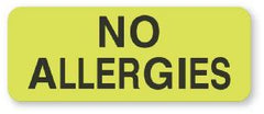 United Ad Label Pre-Printed Label Allergy Alert Green Fluorescent Paper No Allergies Black Alert Label 7/8 X 3 Inch - M-696618-2360 - Roll of 1