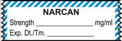 Drug Label UAL Anesthesia Label Tape Narcan Strength_mg/mL Exp Dt Tm_ Blue / White 1/2 X 1-1/2 Inch