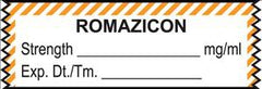 United Ad Label Drug Label UAL™ Anesthesia Label Tape Romazicon Strength_mg/mL Exp Dt Tm Orange / White 1/2 X 1-1/2 Inch - M-701315-2493 - Roll of 1