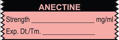 United Ad Label Drug Label UAL™ Anesthesia Label Tape Anectine Strength_mg/mL Exp Dt Tm_ Fluorescent Red 1/2 X 1-1/2 Inch - M-720158-3934 - Roll of 1