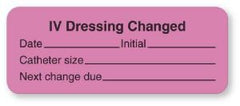 United Ad Label Pre-Printed Label UAL™ Anesthesia Label Pink Paper IV Dressing Changed Date_Int_Catheter Size_ Black Syringe Label 7/8 X 2-1/4 Inch - M-732347-1588 - Roll of 1