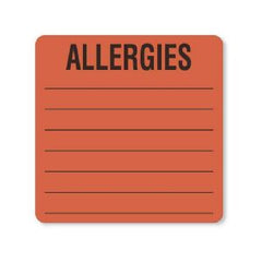 United Ad Label Pre-Printed Label UAL™ Allergy Alert Fluorescent Red Fluorescent Paper Allergies Alert Label 2-1/2 X 2-1/2 Inch - M-740245-1194 - Roll of 1