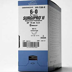 Covidien Suture with Needle Surgipro™ II Nonabsorbable Uncoated Blue Suture Monofilament Polypropylene Suture Size 4 - 0 24 Inch Suture Double-Armed 13 mm Length 1/2 Circle Taper Point Needle